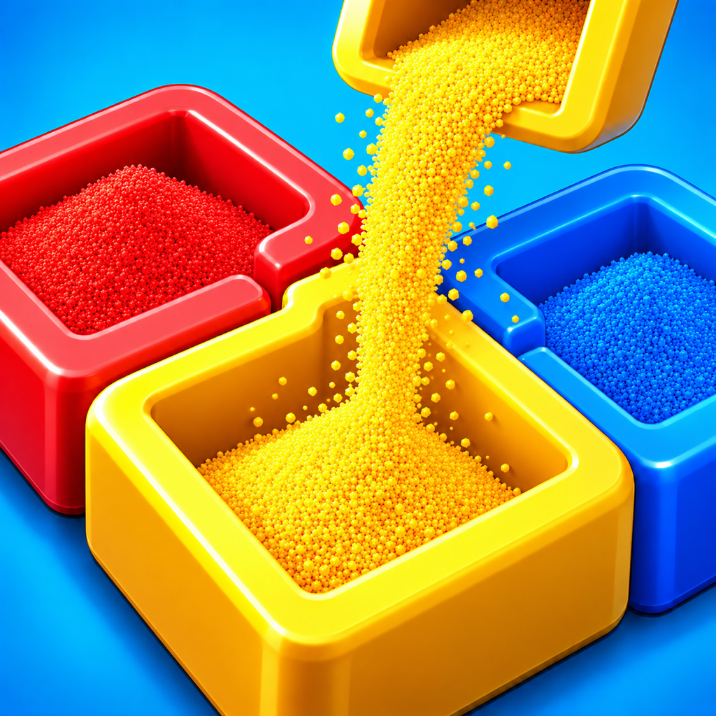 Colorful sand filling matching puzzle containers
